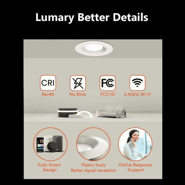 Smart Wi-Fi Recessed Downlights with Remote Controller | 4PCS Retrofit LED Lighting Fixtures - Image 13